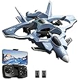 Dodoore RC Fighter Jet, RC Plane 2.4GHz 4CH Remote Control Airplane with Camera, Foam RC Aircraft Glider with 3D Flip, Altitude Hold, Headless Mode, 2 Batteries, Easy to Fly for Adults Kids (Gray)