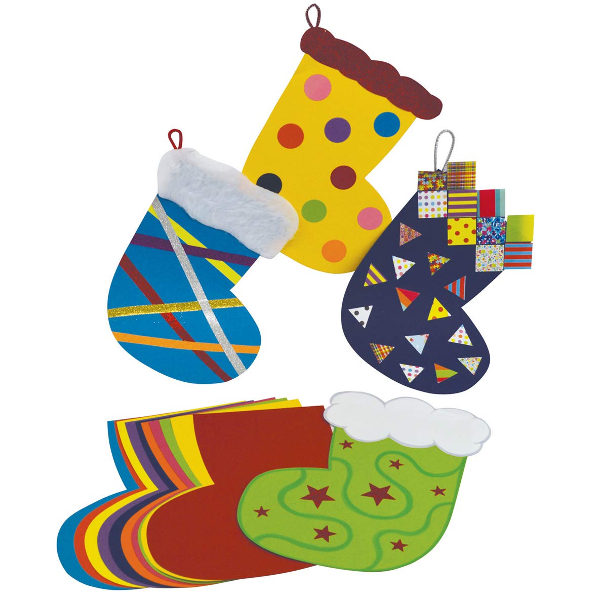 Springboard Giant Christmas Stockings Classroom Display Pack - Sturdy Jumbo Greyboard Cutouts for 3D Display - Card Crafts for Kids - Arts and Crafts School Supplies for Teachers - 30-Pack - 35 x 28 cm