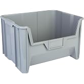 HE HUDSON EXCHANGE 20" x 15" x 12.5" (3 Pack) Plastic Giant Stackable Hopper Bin, Gray