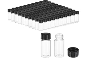 PATIKIL 5ml Clear Glass Vials, 100 Pack Sample Vials with Screw Cap Reagent Media Bottle Leak-Proof Liquid Sample Glass Vial 