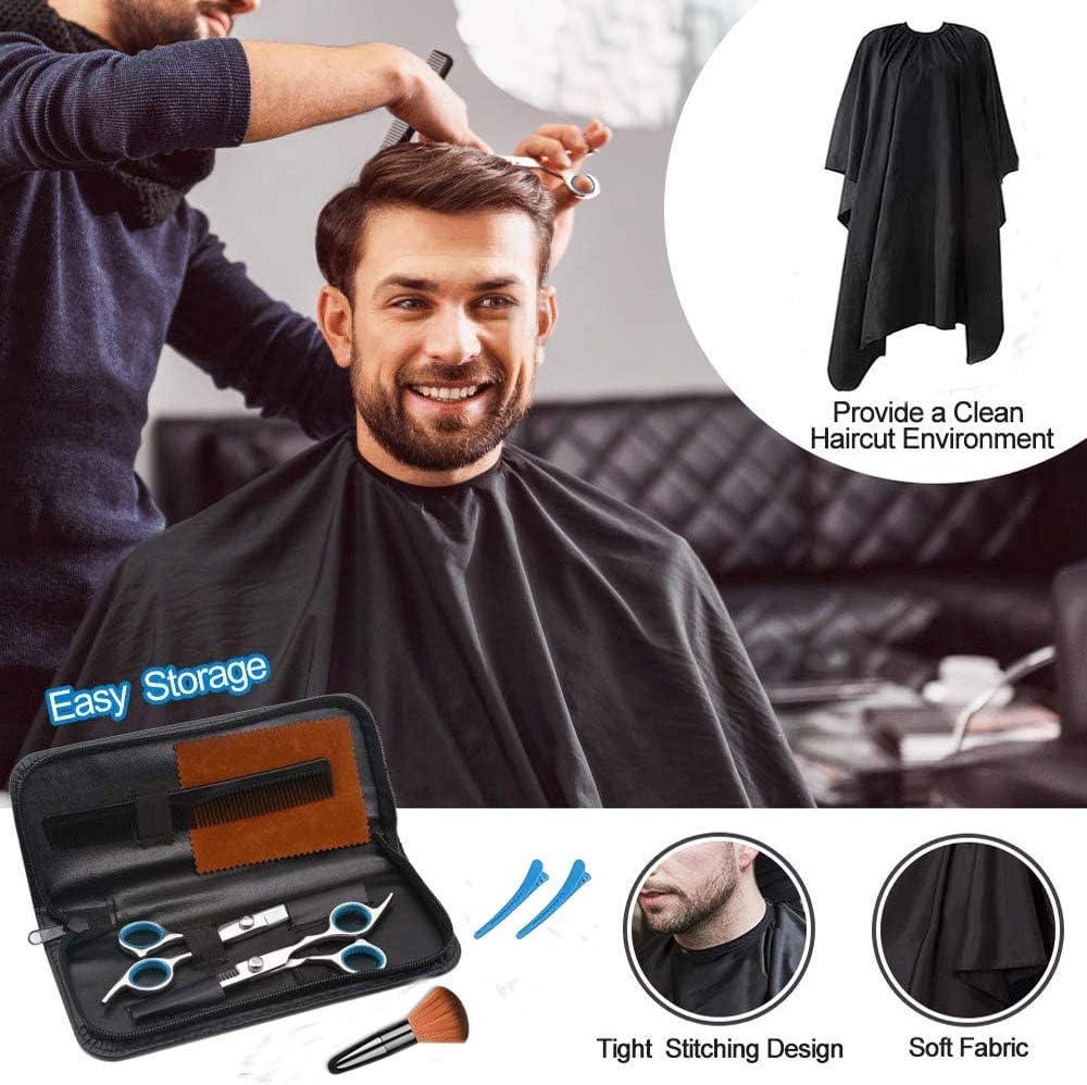 Hair Cutting Scissors Kit Professional 10 PCS Stainless Steel Haircut Shears Set with Straight Scissors,Thinning Scissors,Razon Comb,Clips,Cape,Brush for Men Women Adult Kids Pet for Home Barber Salon: Home Improvement