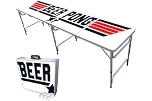PARTYPONG Standard 8-Foot Folding Beer Pong Table w/Beer Pong Balls - Top Pong Edition
