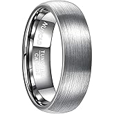 NUNCAD 7mm Tungsten Rings for Men Women Domed/Doule Beveled Edges Wedding Band Mens Ring Brushed Finish Comfort Fit Size 6-14
