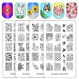 Ejiubas Double-sided Nail Stamping Plates "Nature Park" Nail Templates Stamp Image Plates for DIY Nail Art Design 2 Count