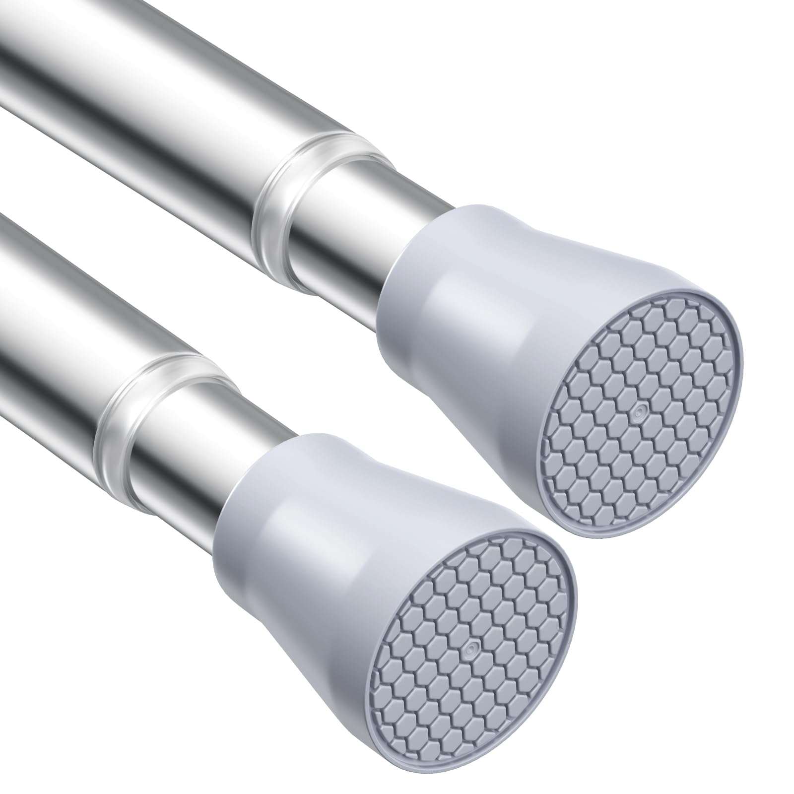 AIZESI Tension Rods for Windows & Shower, 28'' to 48'' - 7/8'' Adjustable, Silver (2-pack)