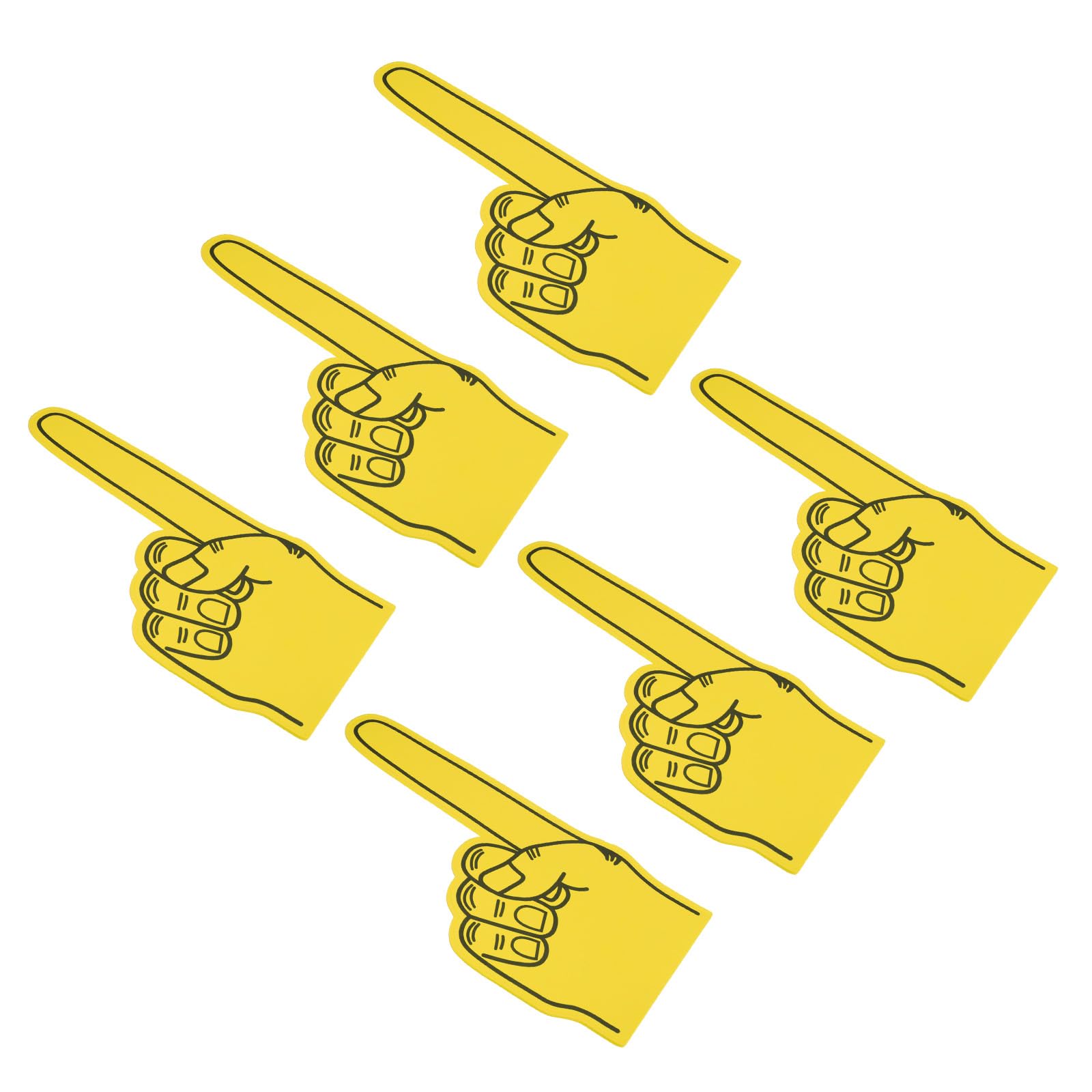 PATIKIL Giant Foam Finger 18 Inch, 6 Pack Number 1 DIY Blank Foam Hand Cheerleading Foam Fingers for Sports Events Games Party Supplies, Yellow, Black Line