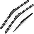 3Pcs Jeep Wangler Windshield Wipers 2007-2017, Jeep Wrangler JK 2008-2018,Original Equipment Replacement Windshield Wiper Blades for My Car- 15"/15"/13" (Pack of 3) J- HOOK