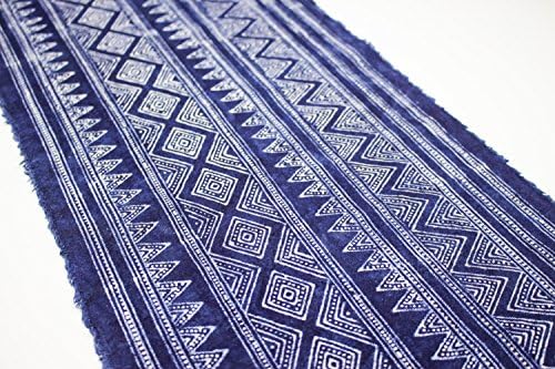 Hand Batik Indigo Hmong Fabric, Craft Supply, Table Runner and Home Decoration 37421