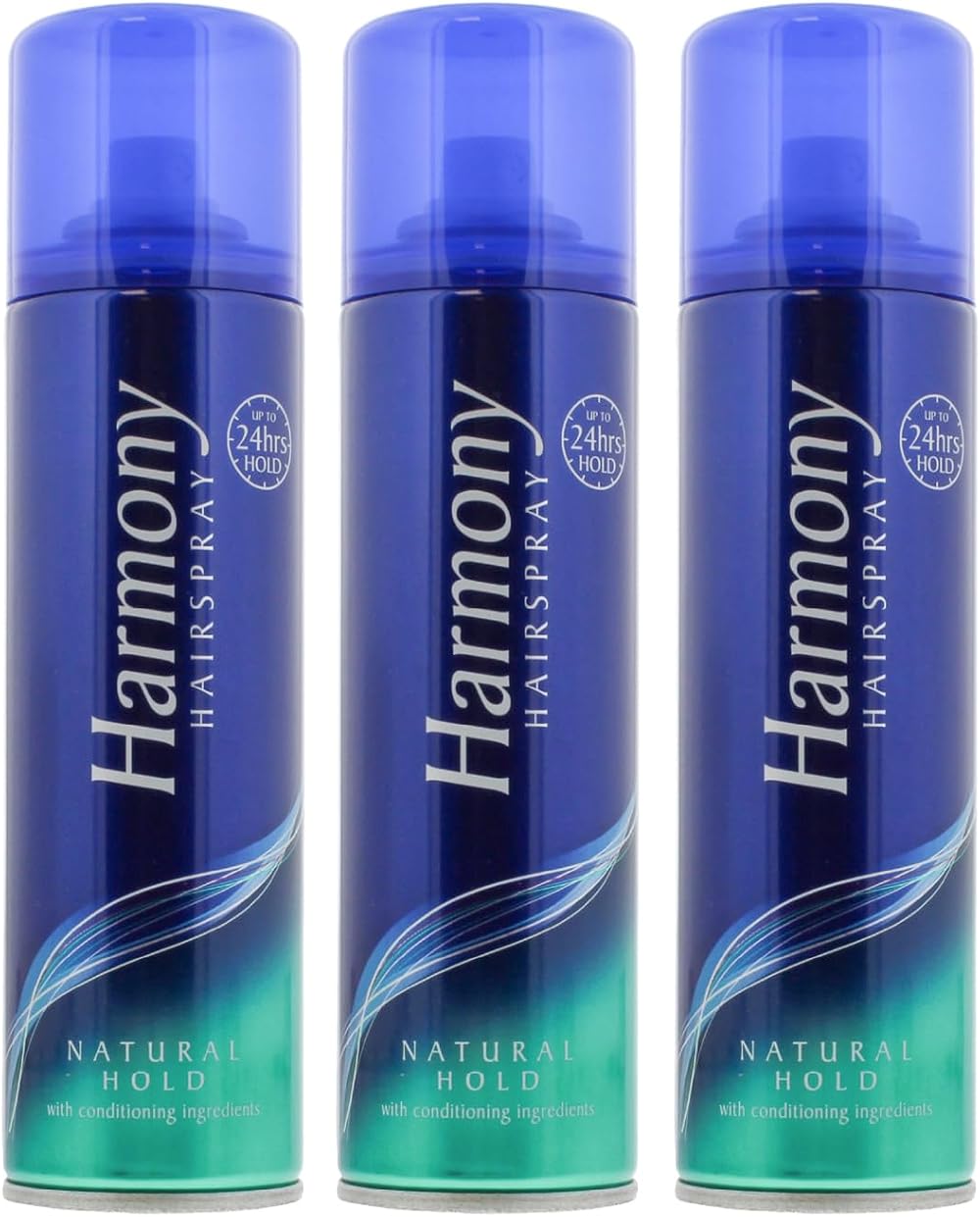 HARMONY Natural Hold Hairspray 24 Hour Hold Conditioning 3x 225ml Multi-Pack