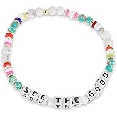 Agriajun Inspirational Beaded Stretch Bracelets for Women,Stackable Colorful Stone Bead Bracelet