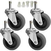 MySit 3 inch Stem Caster Wheels with 7/16-Inch Stem Diameter Swivel Caster | Heavy Duty TPR Replacement Wheels Set of 4 for Rubbermaid Mop Bucket, Cart, Stool, Grill, Shop Vac