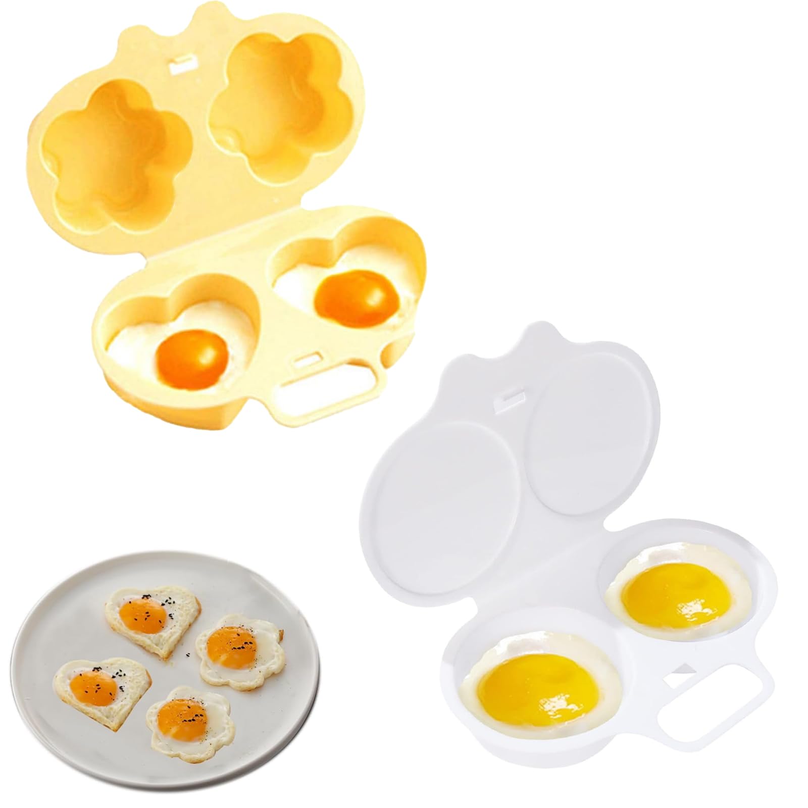 Microwave Nonstick Poached Egg Maker, Reusable Poached Egg Cooker with Lid