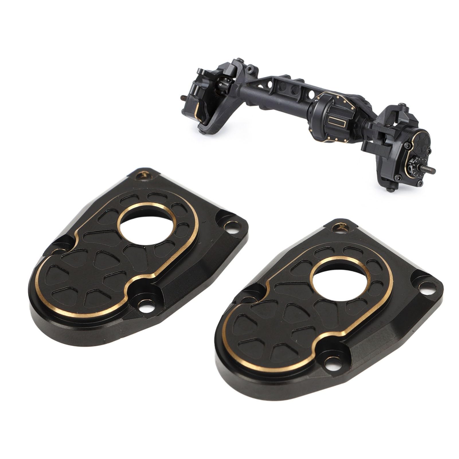 Topyond 2 PCS Brass Portal Covers Treal Capra Brass Portal Covers Weights Portal Steering Knuckle Rustproof for Axial Capra SCX10 III AR45P 1/10 RC Accessories,with 8 x Screws