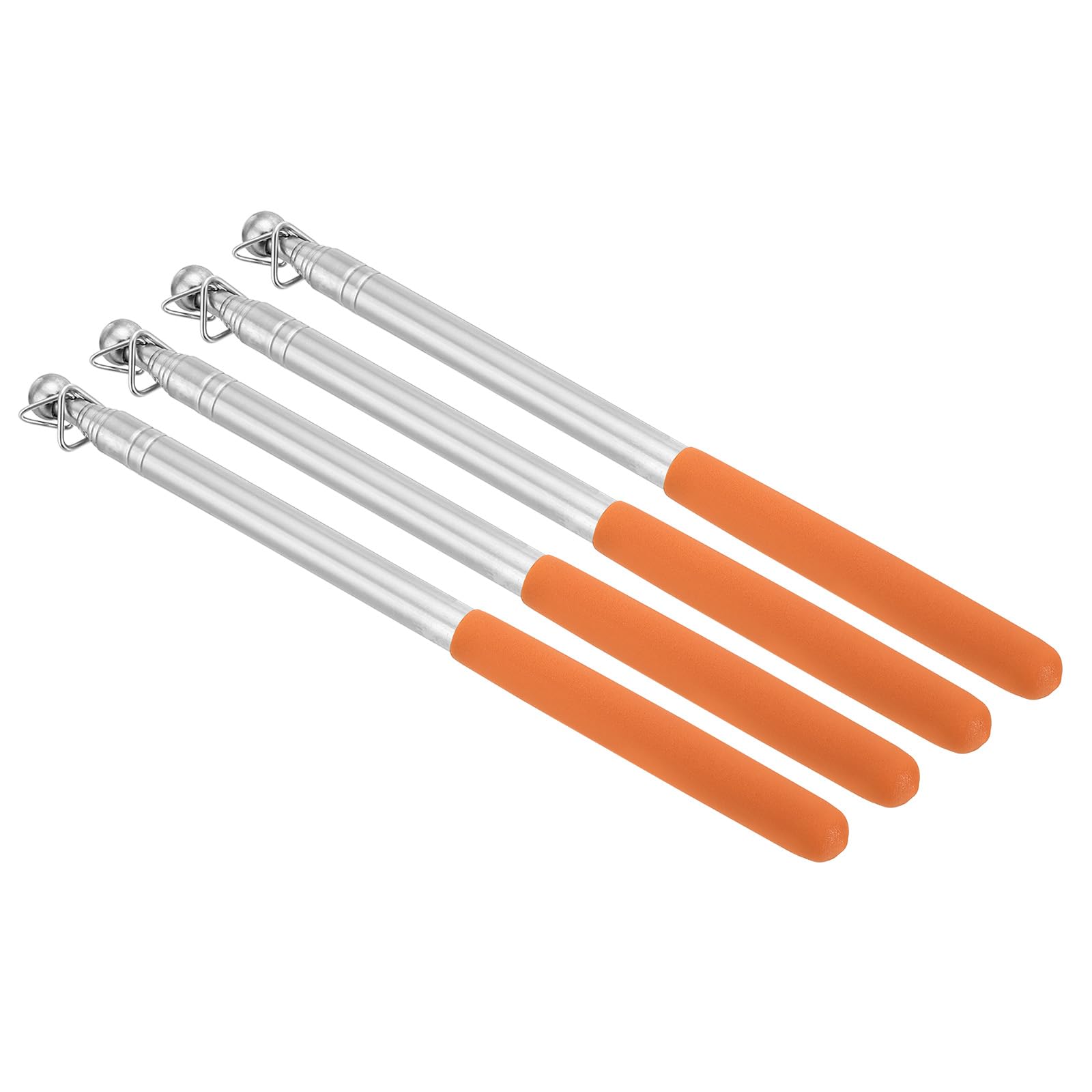 PATIKIL 1.2M/4Feet Telescopic Handheld Flagpoles, 4Pcs Retractable Teachers Pointer Stick Banner Flag Pole for Tour Guide Teaching Orange