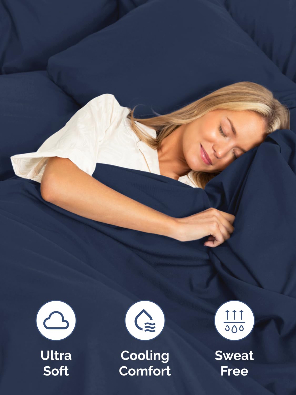 Extra Deep Queen Sheet Set - 6 Piece Breathable & Cooling Sheets - Hotel Luxury Bed Sheets Set - Easy & Secure Fit - Soft, Wrinkle Free & Comfy Sheets Set - Navy Blue Sheet Set with Extra Deep Pockets