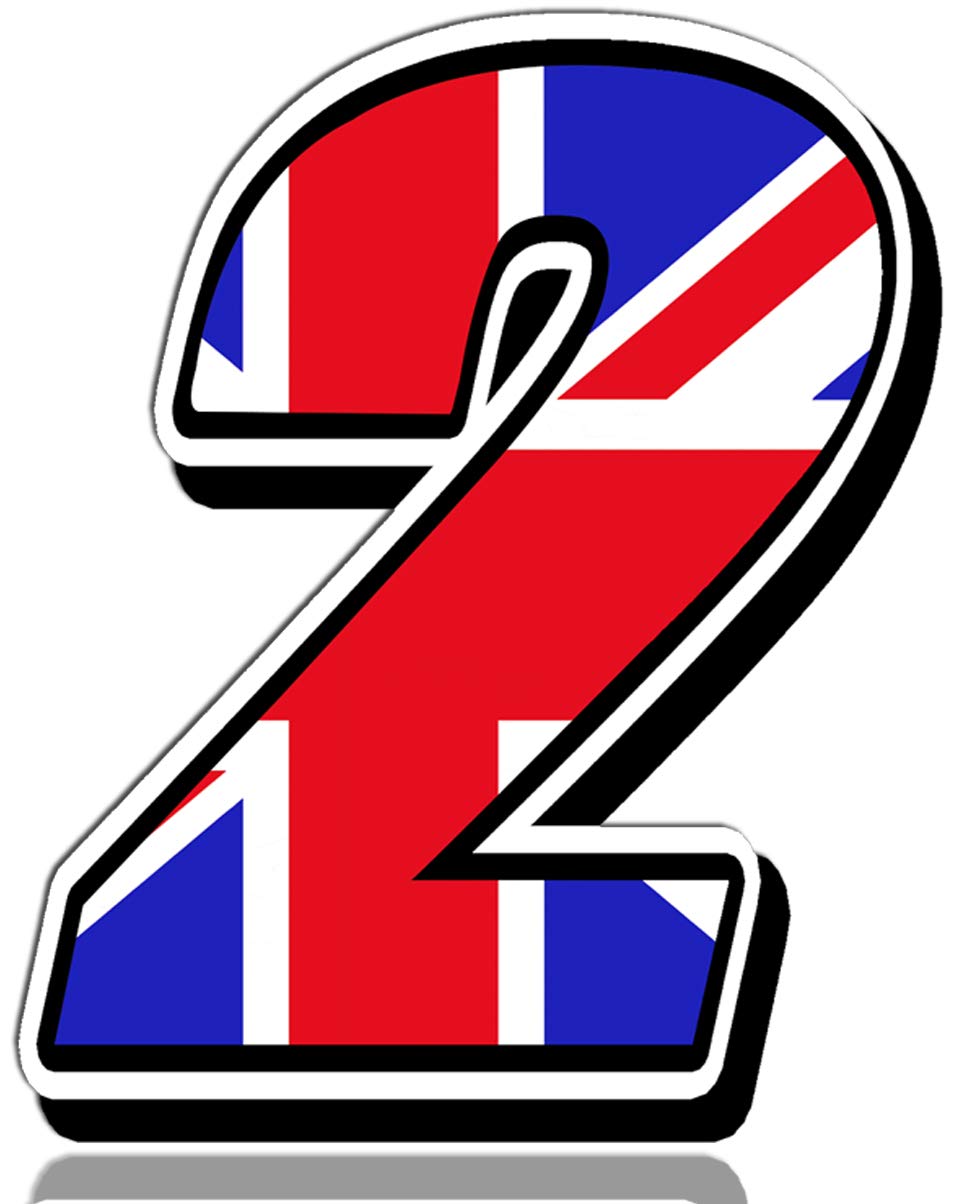 Biomar Labs® 1 x Vinyl UK Flag Decal Sticker Union Jack Great Britain England National Auto Moto Motocross Motosport Start Racing Number 2 Rally Race Car Bike Motorcycle Tuning N 292