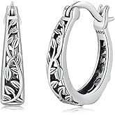 Suiknsn Tree of Life/Filigree Hoop Earrings for Women 925 Sterling Silver 17mm Huggie Earrings Hypoallergenic Jewelry Christmas Gifts for Girlfriend Mother