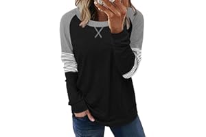 ONLYSHE Womens Crewneck Sweatshirt Casual Loose Fitting Tops Long Sleeve T Shirt