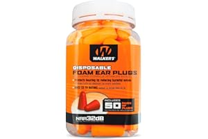 Walker's 32dB Noise-Canceling ANSI S3.19 Hearing Safety Protection Range Shooting Hunting Work Soft Comfortable Adaptable Foam Earplugs, Security Sealed Jar, 50 Pairs, Orange