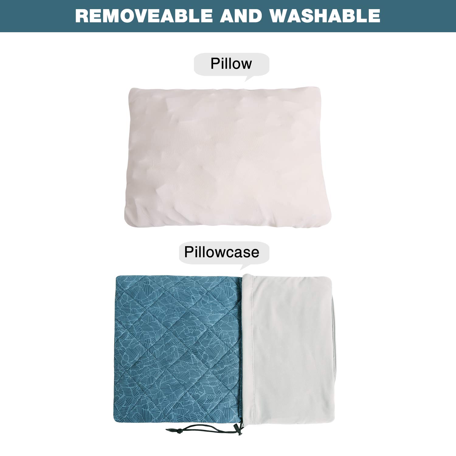 thumbnail image 2 of REDCAMP Lightweight Camping Pillow 2 Pack - Compressible Flannel Travel Pillow With Removable Cover 2 of 3
