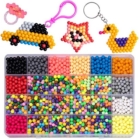 GARUNK Fuse Beads Educational Toys for Kids, 3200 Pcs 24 Color Water Sticky Beads (Not Need Heat) with Whole Set of Accessories Compatible with Aquabeads and Beados Art Crafts Toys for Kids Beginners