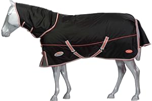 WeatherBeeta ComFiTec Premier with Therapy-Tec Detach-A-Neck Medium Horse Blanket, Black/Silver/Red, 87"