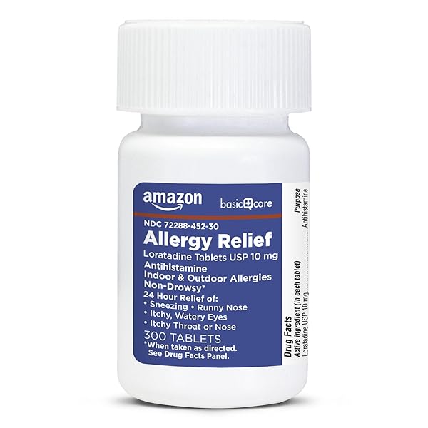 AMAZON BASIC CARE ALLERGY RELIEF LORATADINE TABLETS 10 MG, 300 COUNT (PACKAGING MAY VARY)