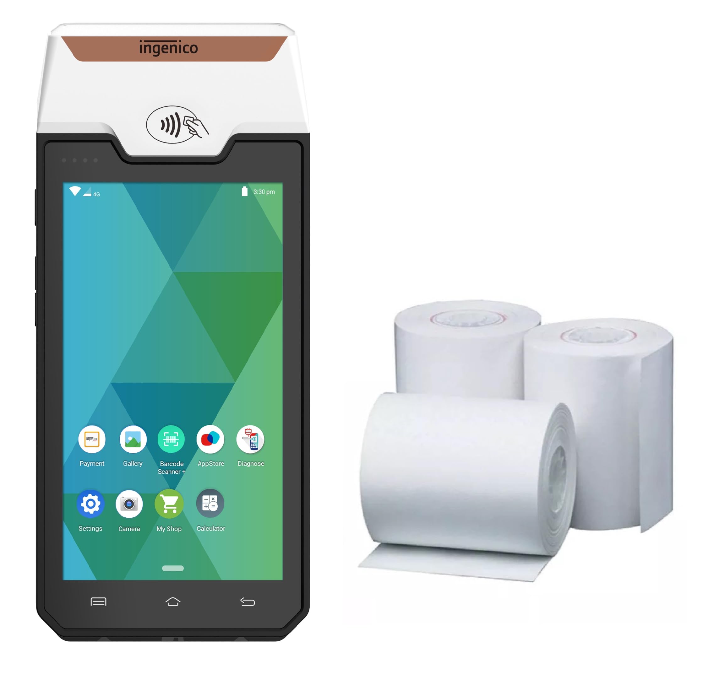 Replacement Receipt Paper for Ingenico Axium DX4000 Payment Device, 20 Rolls