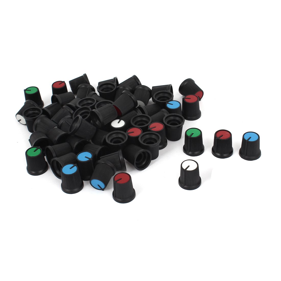 sourcingmap 60 Pcs 6mm Knurled Shaft Potentiometer Rotary Knob Caps 15mmx15mm