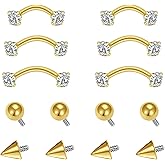 AVYRING 16g Rook Piercing Jewelry Gold Silver Eyebrow Rings Curved Barbell Daith Earrings for Women Horseshoe Septum Hoop Helix Earrings Surgical Steel Belly Button Rings Vertical Labret Lip Jewelry