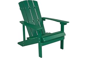 Flash Furniture Charlestown Commercial Grade Indoor/Outdoor Adirondack Chair, Weather Resistant Durable Poly Resin Deck and Patio Seating, Green