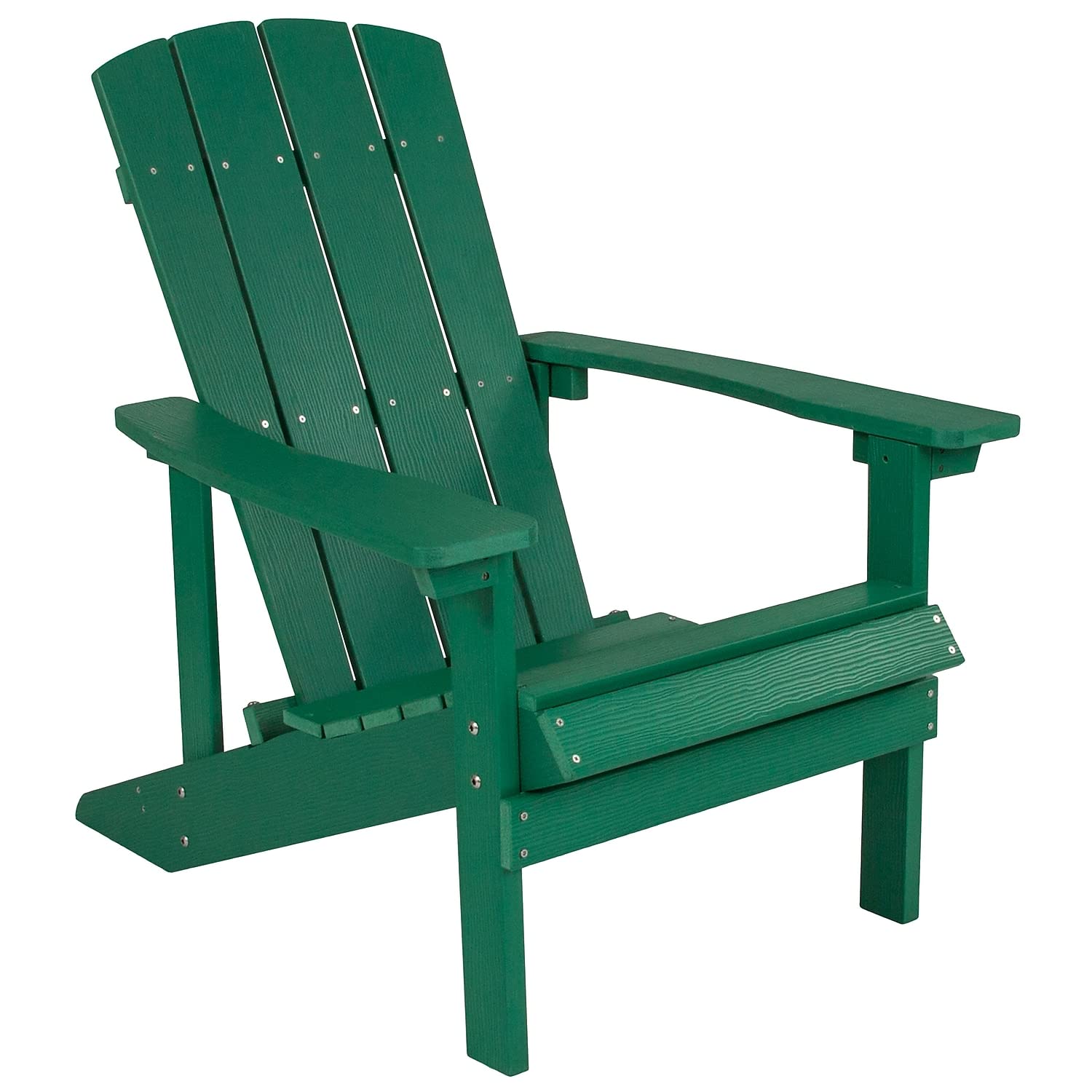 Photo 1 of Flash Furniture Charlestown Commercial Grade Indoor/Outdoor Adirondack Chair, Weather Resistant Durable Poly Resin Deck and Patio Seating, Green
