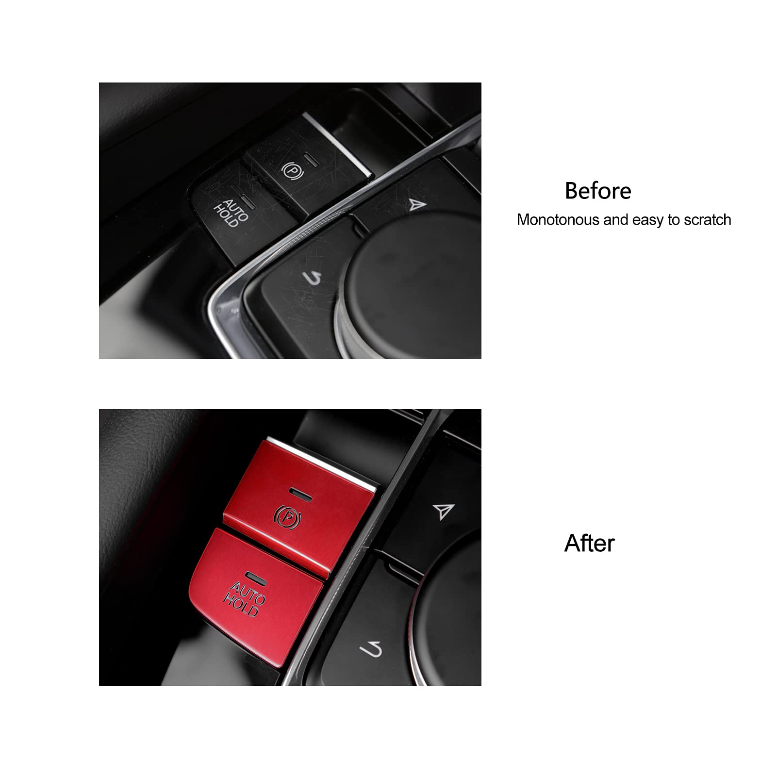 ANFOKAS 8pcs Compatible with Mazda 3 CX-30 CX-50 2025 2024 2023 2022 2021 2020 Accessories Car Center Console Cover Gears Gear Panel Gear Shift Knob Button Cover Trims -Red