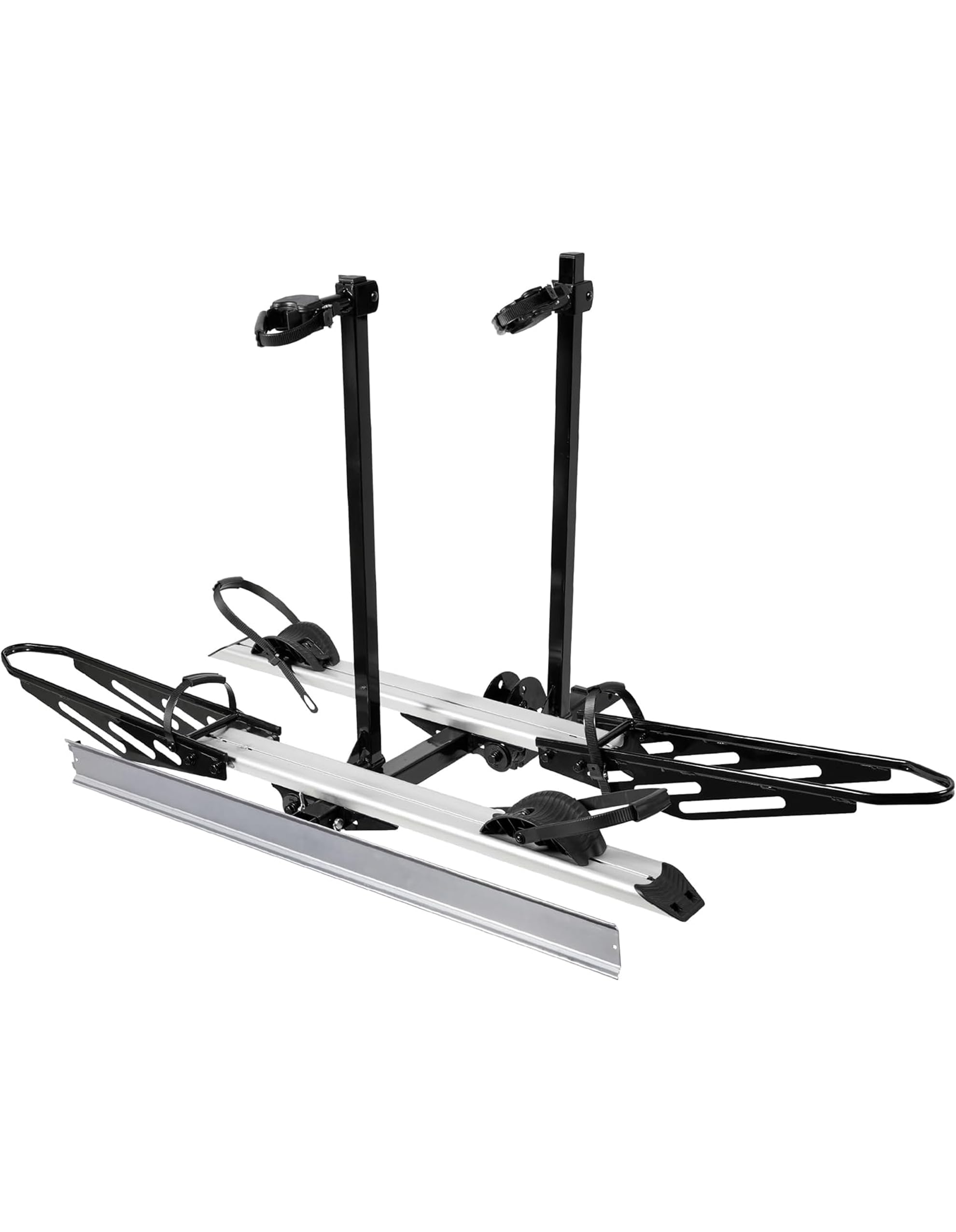 Photo 1 of RokRack One Foldable 2-Ebike Rack with Ramp, 200 lbs Capacity, Hitch Mount Electric Bike Rack, Fits up to 5" Fat Tire Width and 50" Wheelbase, Ebike Carrier Rack for 2" Receiver for Cars SUVs Vans RVs
