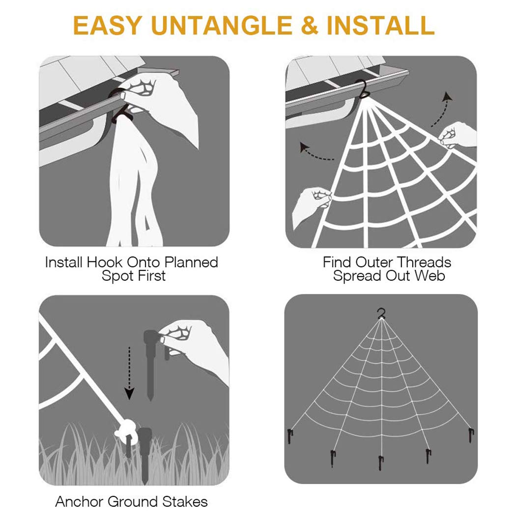 ZOYLINK Halloween Spider Web Set Decorativo de Halloween Prop Disfraz Prop para decoración de Patio