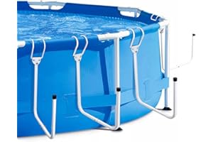 Binzvan 4 Pack Solar Pool Cover Holder, Adjustable Pool Storage Hooks Keep Solar Cover/Blankets Off The Ground, U-Shaped Iron Tube Set for Framed Above-Ground Swimming Pools