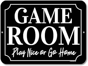 Honey Dew Gifts Game Room Decor, Play Nice or Go Home 9 x 12 inch Metal Aluminum Novelty Tin Sign Decor