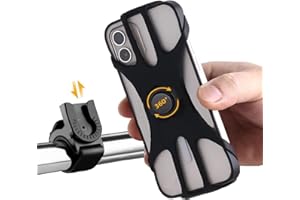 YEATOUNG Bike Phone Holder, Universal Phone Mount for Bike, Motorcycle, Scooter and Stroller, 360° Rotation Adjustable, Detachable Silicone Bicycle Phone Mount Compatible for 4.5-7.0 inch Smartphones