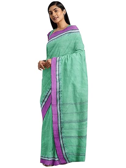 Tant Saree, 100% Pure Cotton - Powerloom Weaved Traditional Bengali Sari for Women - by ART Retail