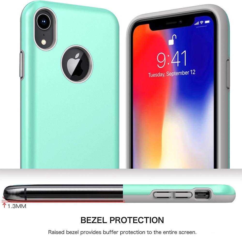 iPhone 2018 Case, 6.1 Inch, Androgate [Pearl Series] Hybrid Matte Protective Back Cover Bumper Case for Apple iPhone 2018 6.1’’, Mint