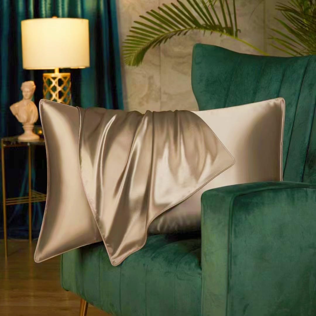 Juwenin Home Luxury Mulberry Silk Pillowcase 19 Momme Soft and Breathable to Prevent Facial Wrinkles Hidden Zipper 1pc/Pack 100% Pure Natural Silk (Taupe, Standard) โ image 1