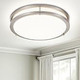 DLLT Flush Mount LED Ceiling Light: 13 Inch 5CCT (3000K-6000K) &amp; Dimmable Ceiling Light Fixtures for Bedroom Hallway - 24W Modern Brushed Nickel Super Bright Kitchen Lighting Fixtures Ceiling