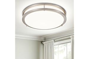 DINGLILIGHTING DLLT Flush Mount LED Ceiling Light: 13 Inch 5CCT (3000K-6000K) & Dimmable Ceiling Light Fixtures for Bedroom Hallway - 24W Modern Brushed Nickel Super Bright Kitchen Lighting Fixtures Ceiling