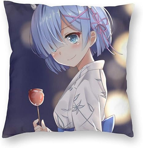 Amazon Co Jp 浜風 と レム 正方形の抱き枕カバー 60x60cm 枕の芯がない 可愛いアニメ 別珍ソファーのまくらカバー 両面カラー印刷 小クッションのカバー Chic 人気新品 主婦必ず備換え 寝具 まくらカバー ホーム キッチン