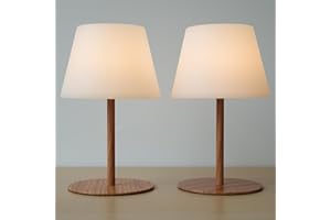 ILOVINIT Cordless Table Lamp Rechargeable, Outdoor Battery Operated Table Lamp Waterproof, Portable Touch Dimmable Night Light, Height Adjustable, for Home/Bedroom/Patio/Restaurant (2Pack Wood)