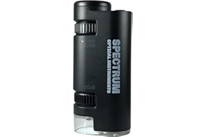 SPECTRUM OPTICAL INSTRUMENTS EasyMicro Microscope for Kids and Adults, 60X - 120X Kid Microscope for Kids 8-12, Portable Hand Held Microscope for Jewelers Plants Trichome, Portable Microscope with 2 Sample spicemens Black