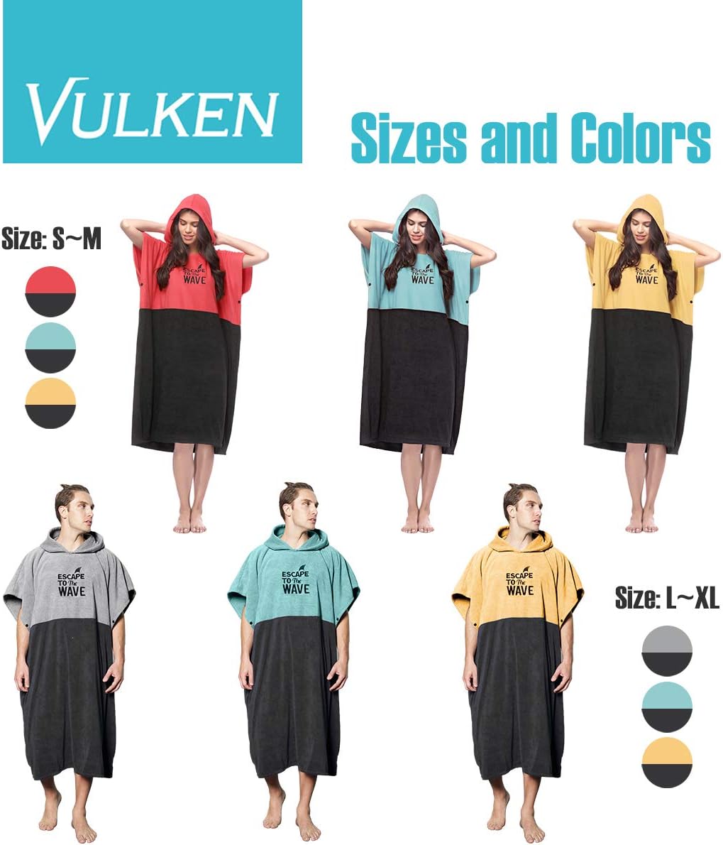 Vulken Extra Large Yellow Thick Hooded Beach Towel Changing Robe. Surf Poncho Men for Easy Change in Public. Quick Dry Microfiber Towelling for The Beach, Pool, Lake, Water Park. L/XL: Kitchen & Dining