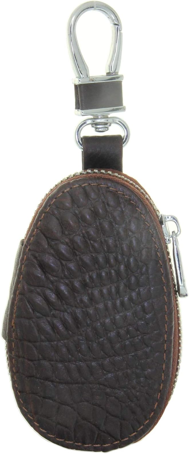 Genuine Leather Zipper Key Holder Key Case Bag Pouch Purse Car Keys Organizer