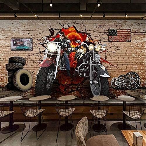 Xiutailtd カスタマイズされた3d壁紙レトロバイクノスタルジックなレンガの壁の絵 レストラン