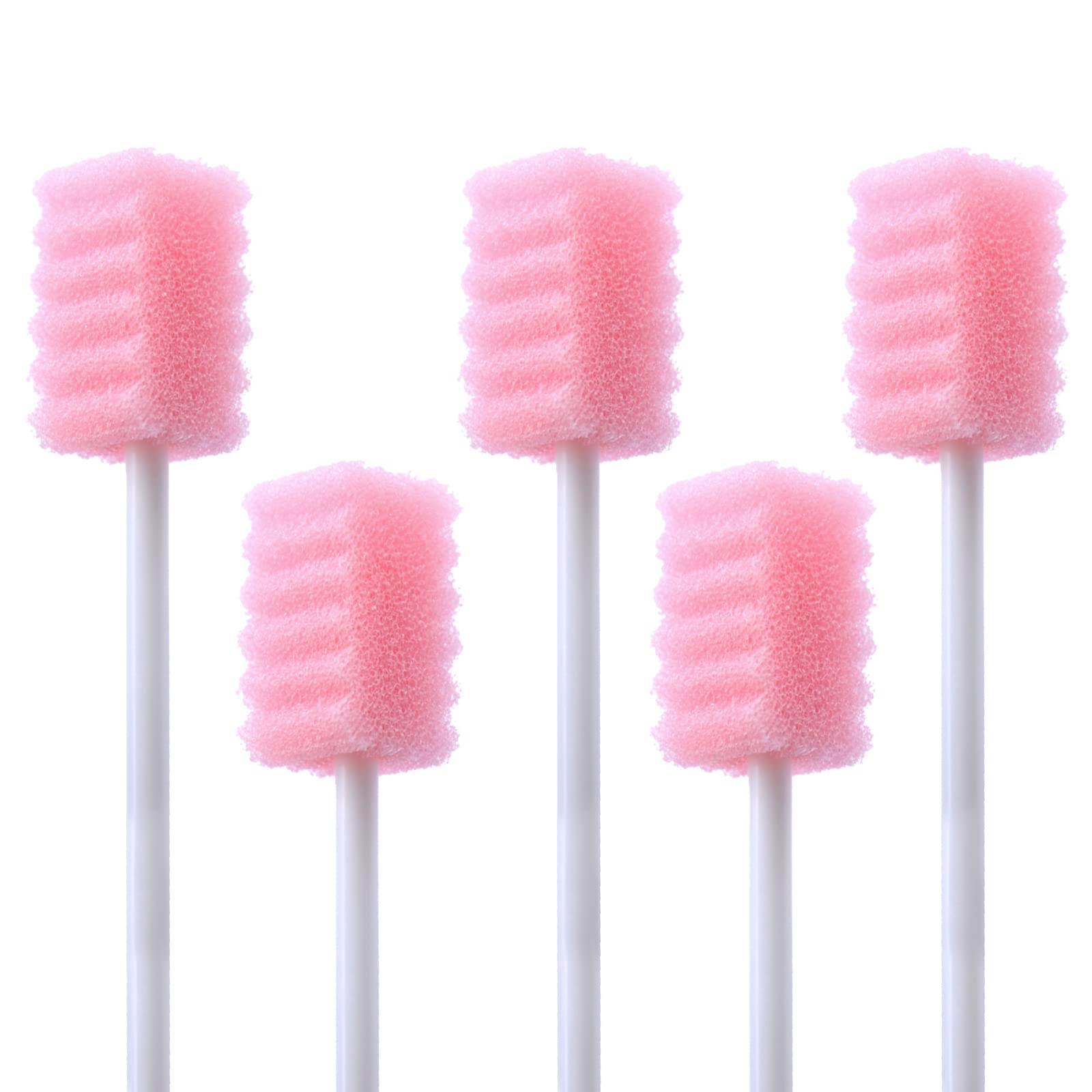 Photo 1 of 100 Pcs Disposable Mouth Swabs Sponge, BVN Oral Swabs, Oral Care Swabs Disposable, Mouth Swabs, Unflavored and Sterile Disposable Dental Swabsticks for Mouth Cleaning, Sawtooth-Shaped Pink.